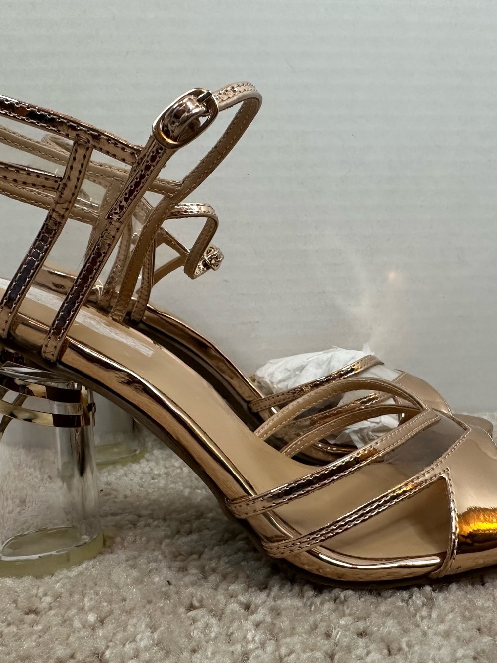 Thalia Sodi Metallic Rose Gold Strappy Heeled Sandals, size 7.5, new - Picture 2 of 7
